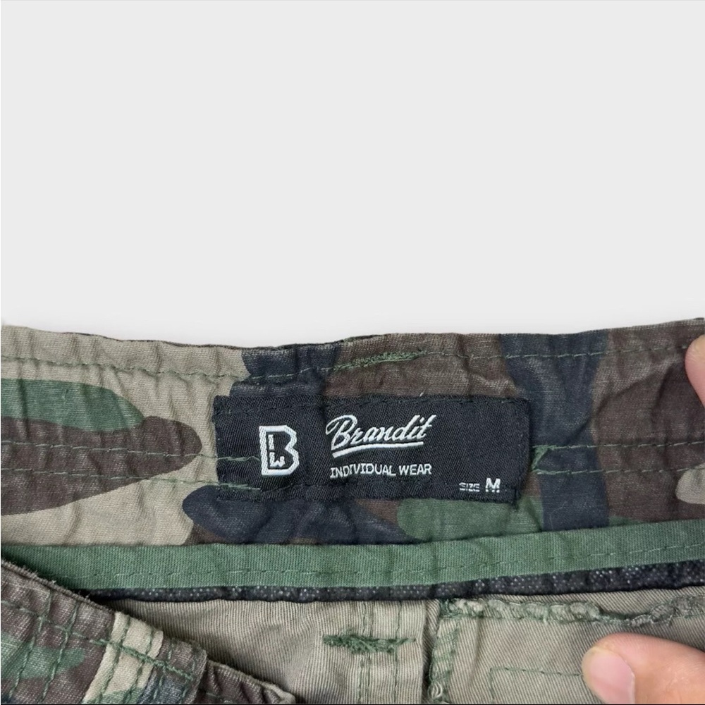 Brandit Individual Wear Camo Cargo Pants Mens M 32x30 Green Woodland drawstring - Picture 11 of 16